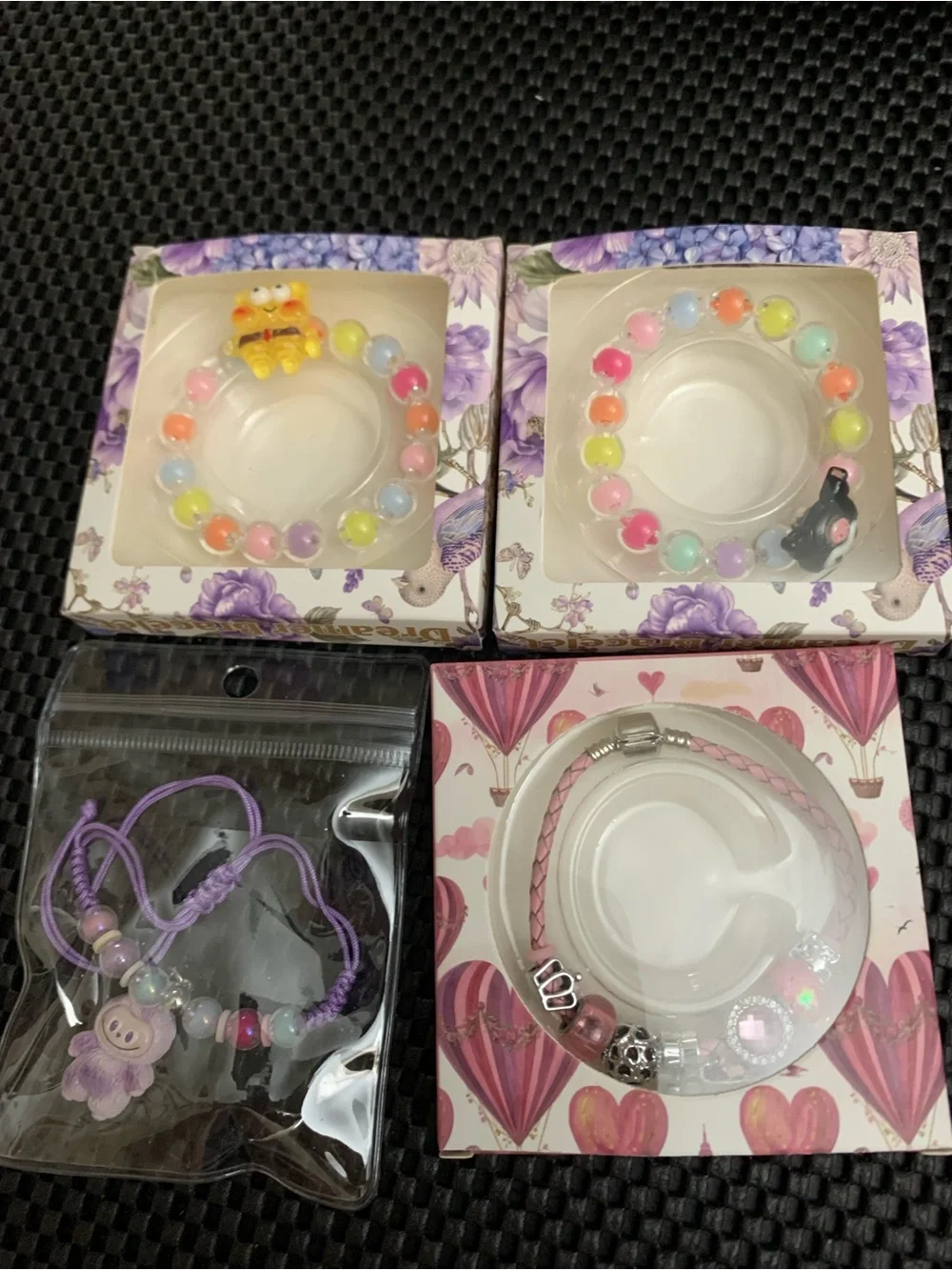 Kids Pastel Bracelet Bundle!! Three Character Braclets & One Charm Bracelet!!